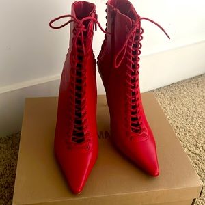 Steve Madden Red Leather  Lace Up Booties!!!